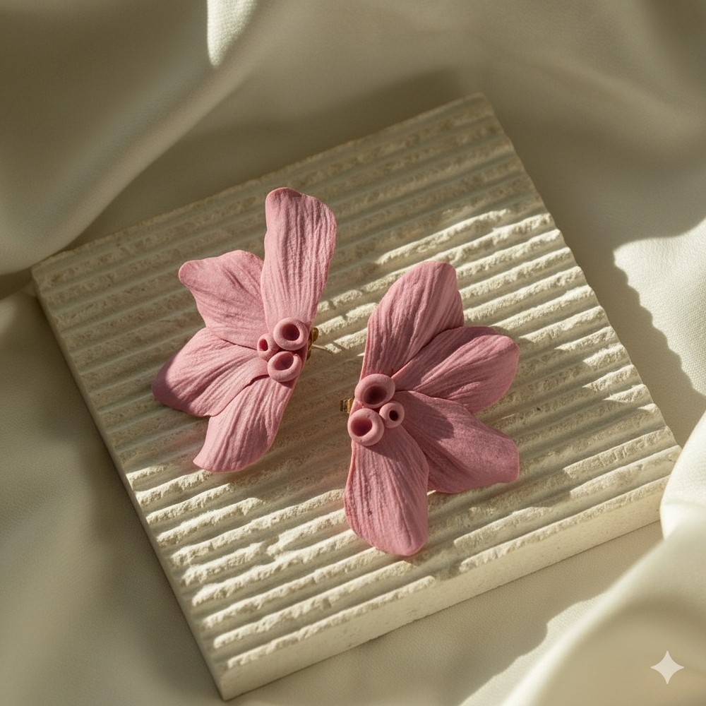 Elegant Pink Floral Earrings